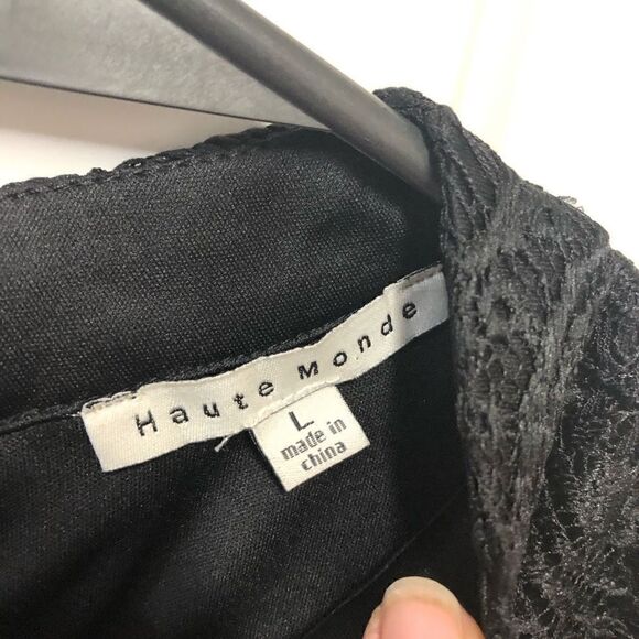 Haute Monde Size Large (L) NWT Black Lace Mock Turtle Neck Blouse - Picture 4 of 5